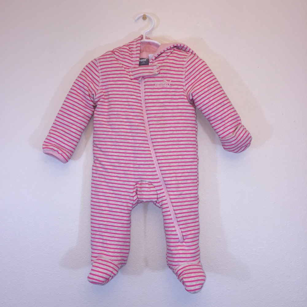 Puma pink striped baby winter suit 6-9 months